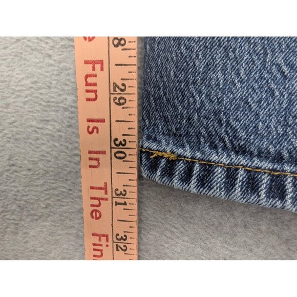 Levis Jeans Mens 33x32 Blue 502 Taper Stretch Distressed Zip Fly 29507-0390 - Picture 7 of 14